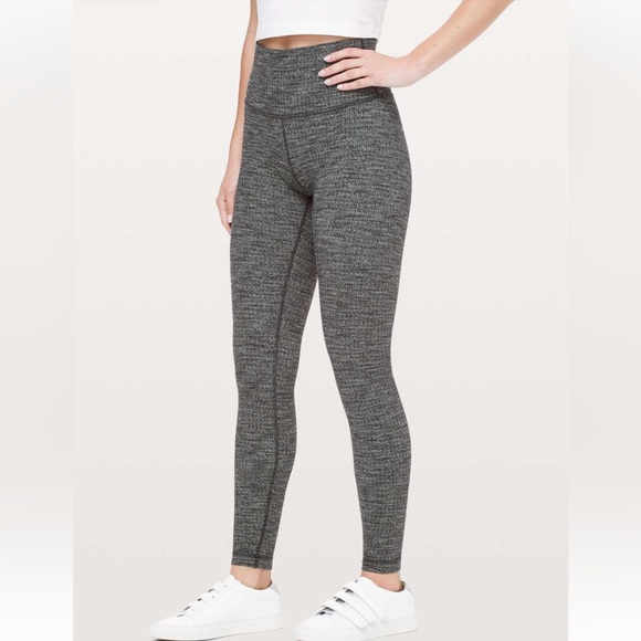 lululemon athletica Pants - Lululemon Wunder Under HR Tight *28" Luon Variegated Knit Black Heathered Blk